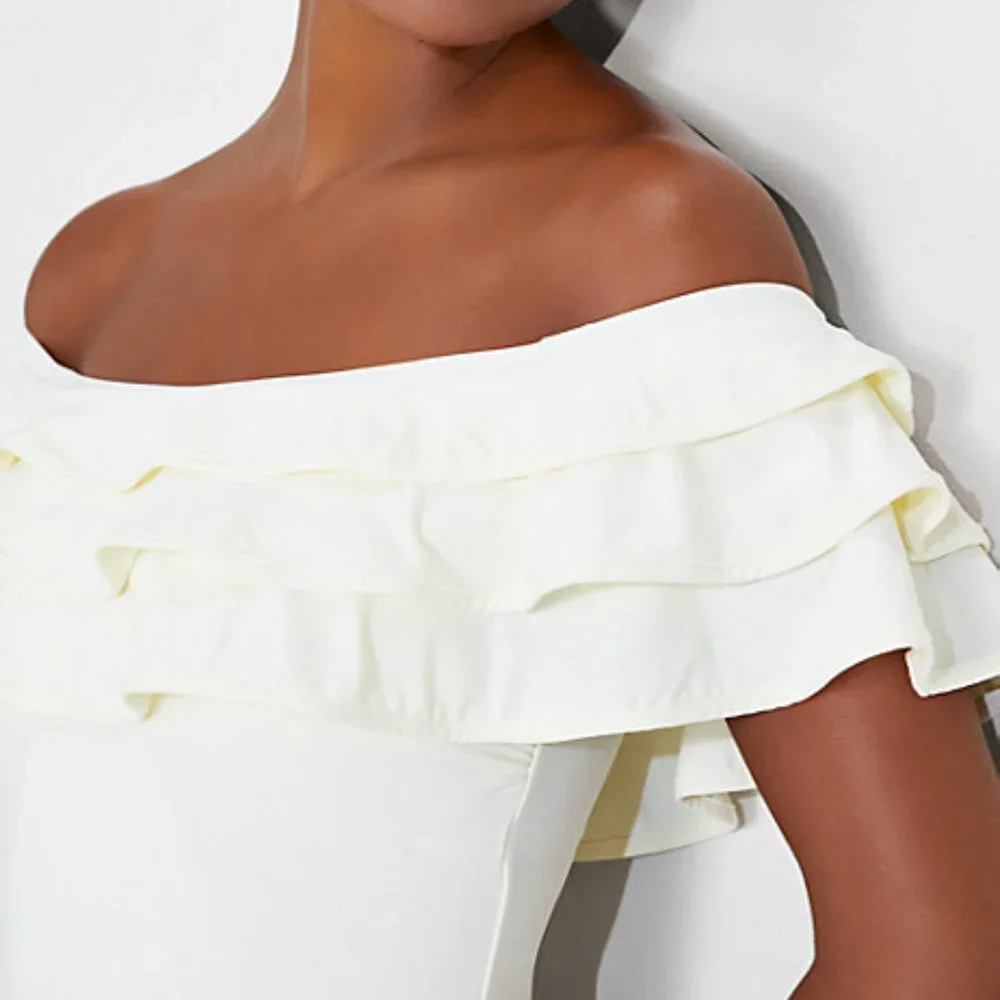 🔆🌴 kate spade  palm beach ruffle off the shoulder swimsuit xs~ 🔆🌴Last One!